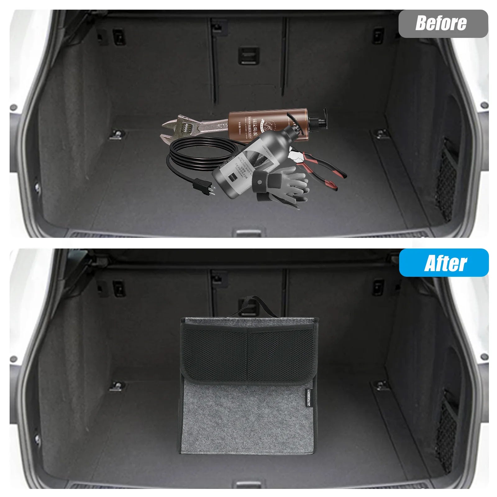 Collapsible Felt Car Trunk Organizer – Portable Boot Storage Bag