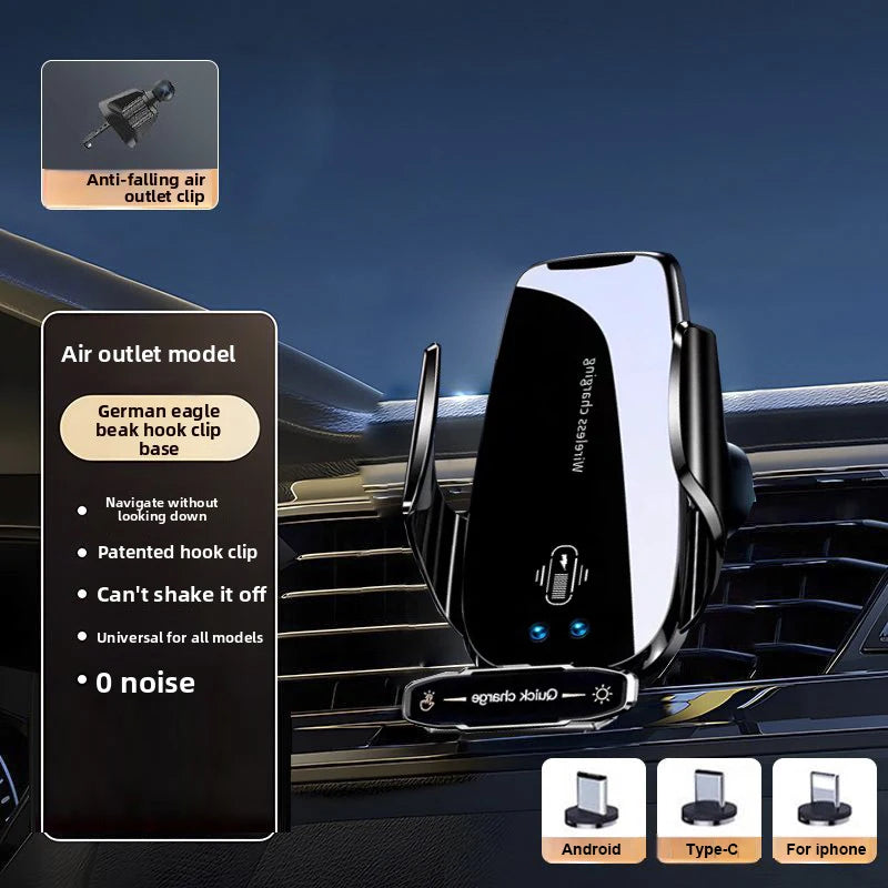 Wireless Car Phone Holder with Wireless Charger – Auto-Clamping Mount for iPhone & Android