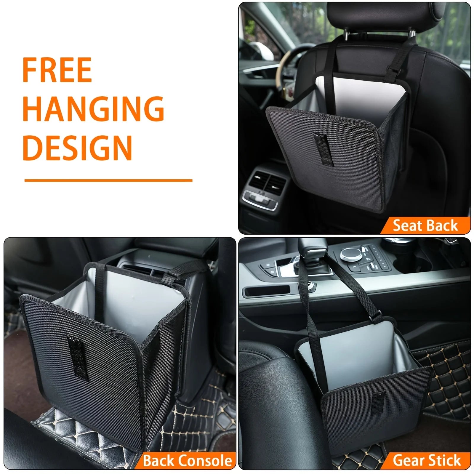 Car Seat Back Organizer with Hanging Trash Bin & Armrest Storage