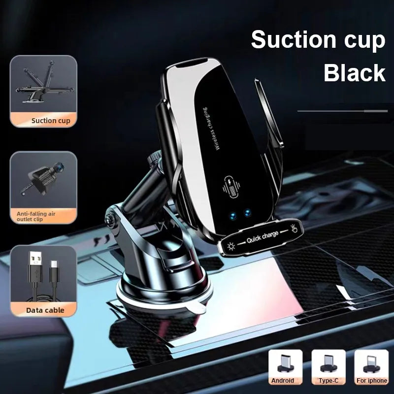 Wireless Car Phone Holder with Wireless Charger – Auto-Clamping Mount for iPhone & Android