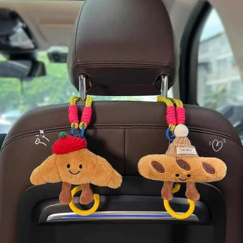 Cute Cartoon Car Backseat Organizer – Plush Seat Back Bag with Hooks & Storage