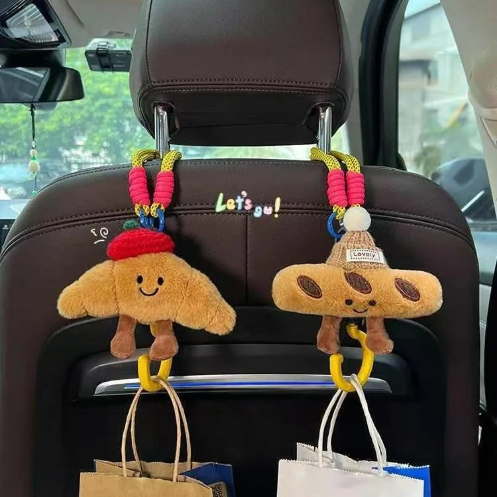 Cute Cartoon Car Backseat Organizer – Plush Seat Back Bag with Hooks & Storage