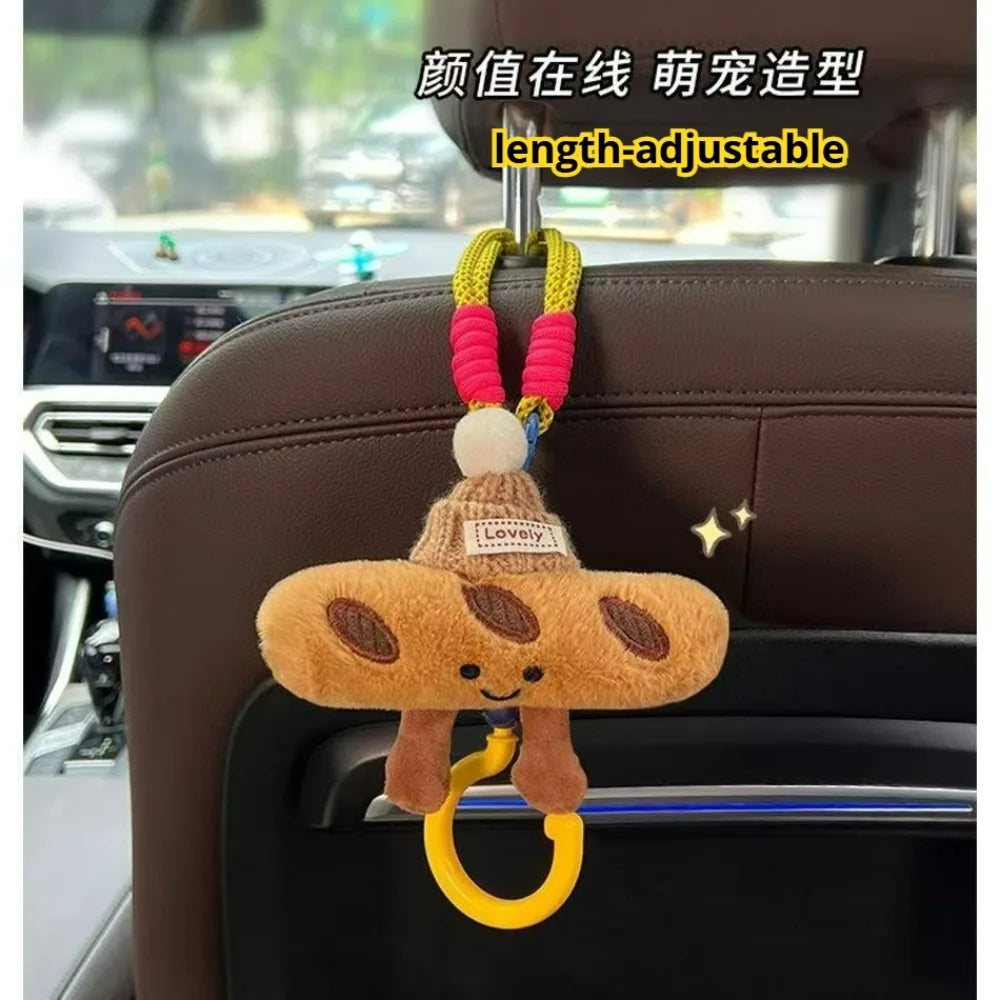 Cute Cartoon Car Backseat Organizer – Plush Seat Back Bag with Hooks & Storage