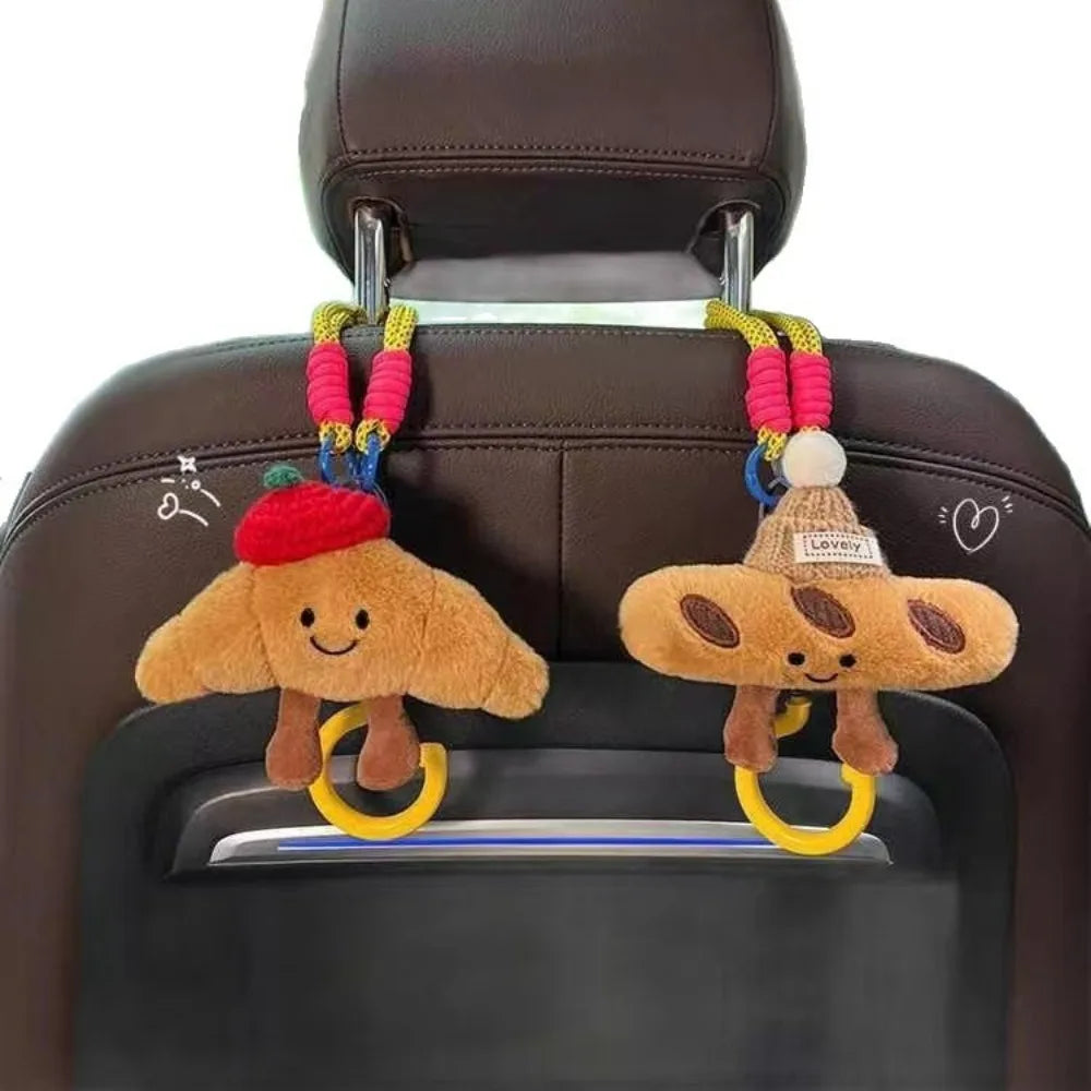 Cute Cartoon Car Backseat Organizer – Plush Seat Back Bag with Hooks & Storage