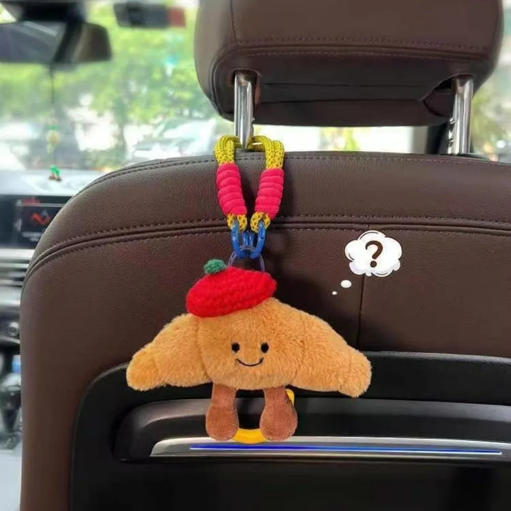 Cute Cartoon Car Backseat Organizer – Plush Seat Back Bag with Hooks & Storage