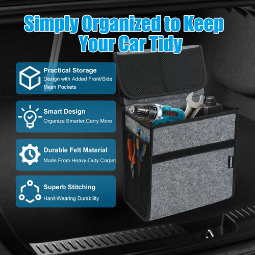Collapsible Felt Car Trunk Organizer – Portable Boot Storage Bag