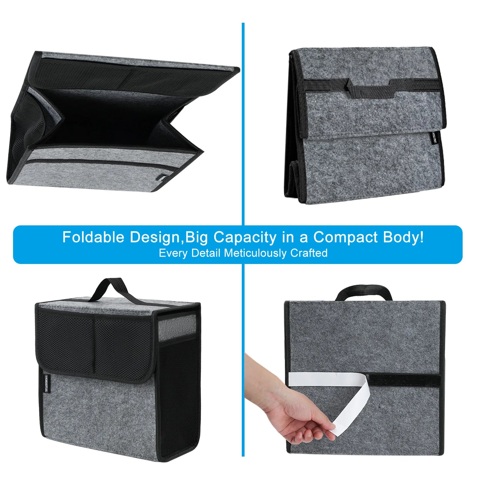 Collapsible Felt Car Trunk Organizer – Portable Boot Storage Bag