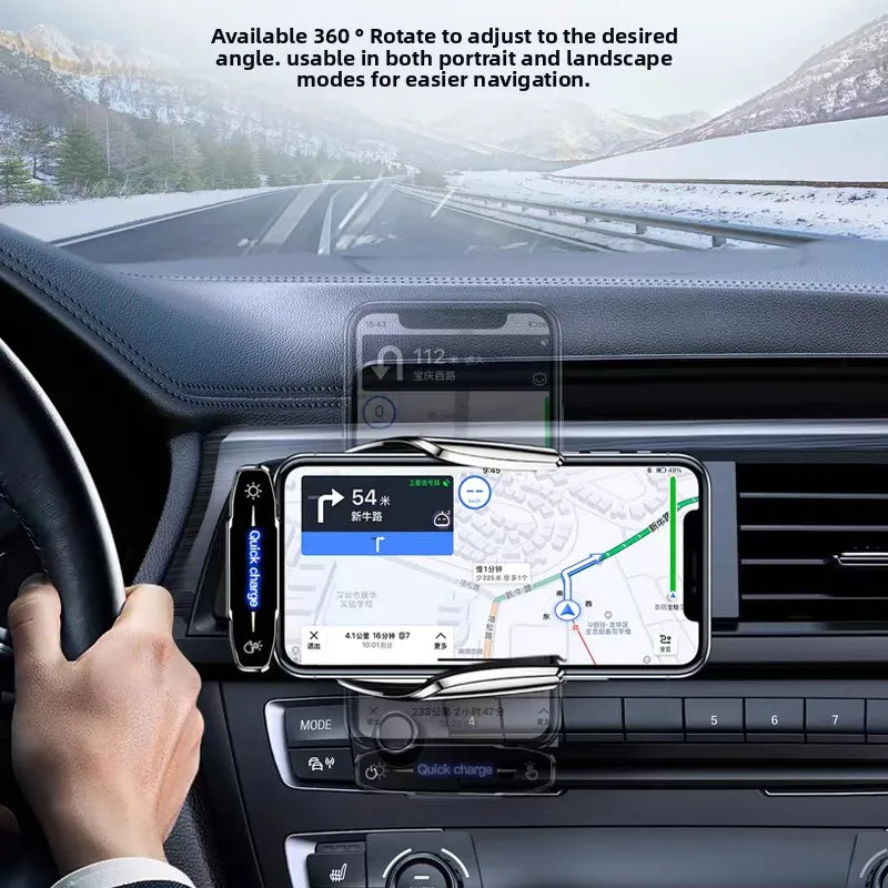 Wireless Car Phone Holder with Wireless Charger – Auto-Clamping Mount for iPhone & Android